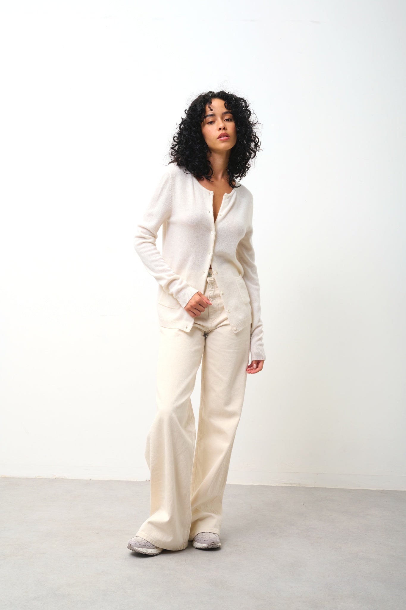 CARON cardigan col rond neige 100% cachemire