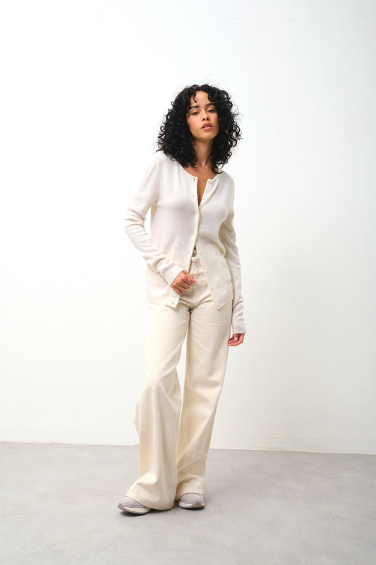 CARON cardigan col rond neige 100% cachemire