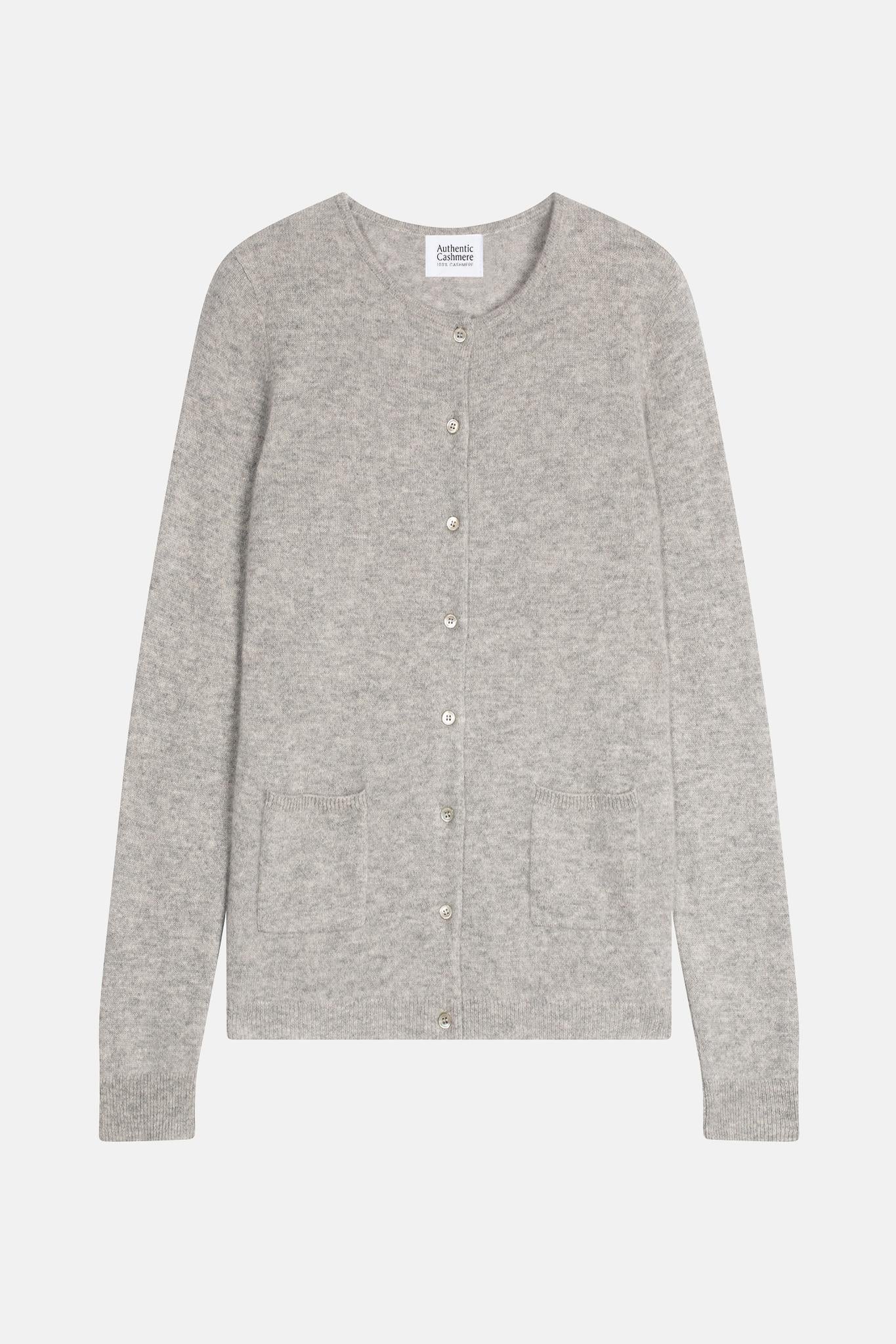 CARON mottled cloud round neck cardigan 100% cashmere