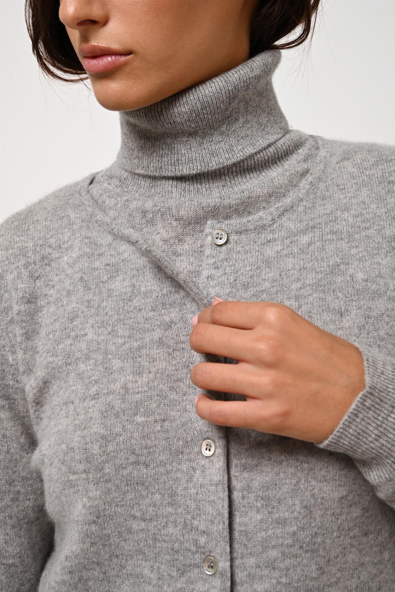 CARON mottled cloud round neck cardigan 100% cashmere