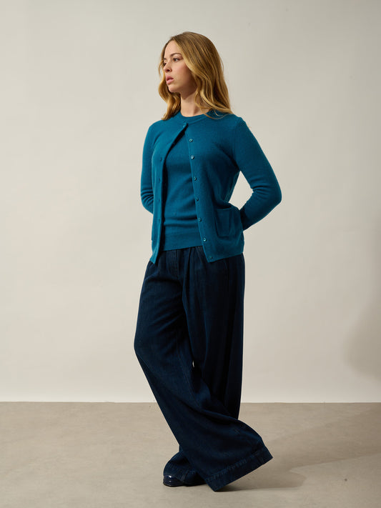 CARON peacock cardigan 100% cashmere