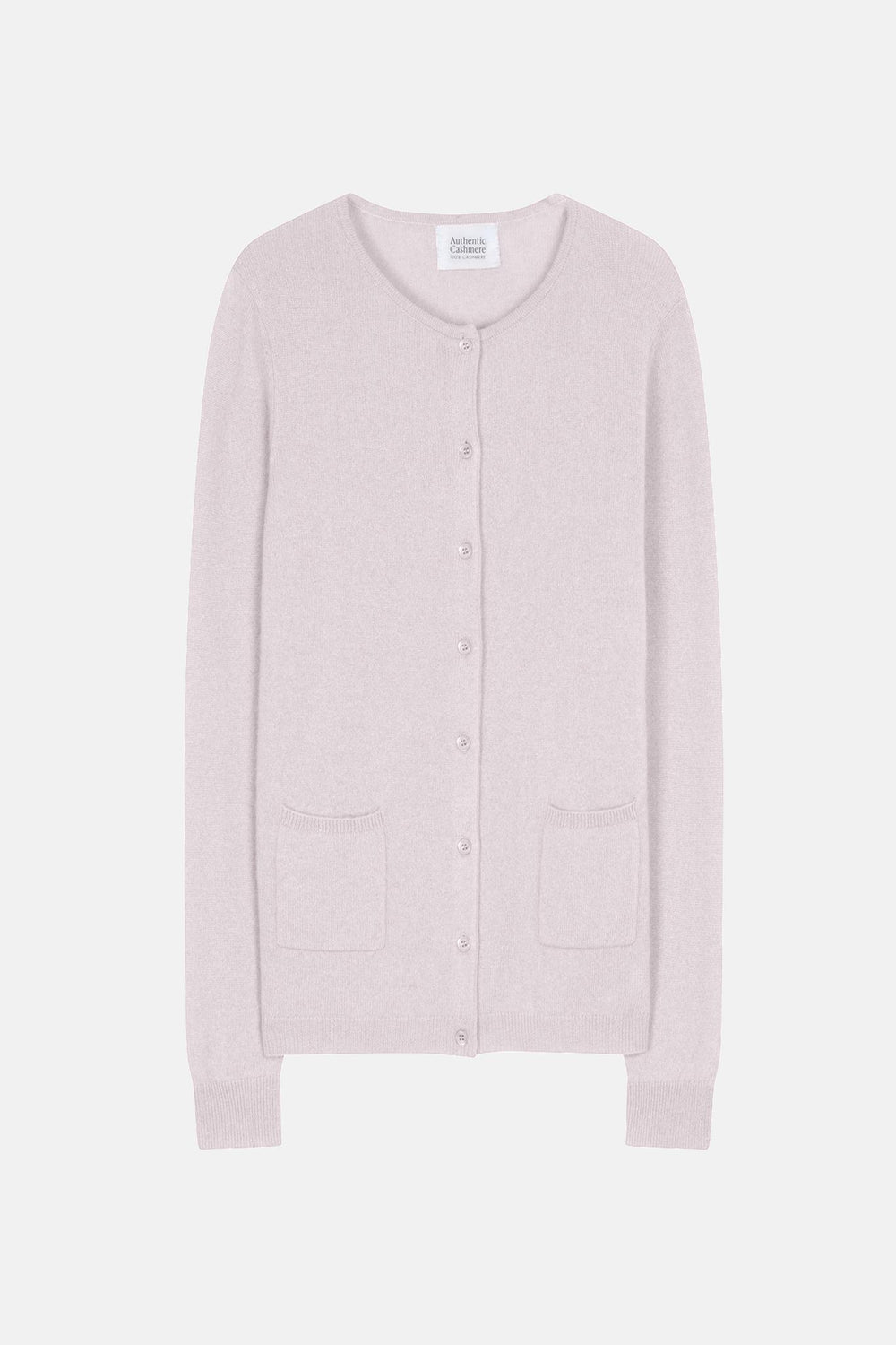 CARON cardigan col rond poudre 100% cachemire