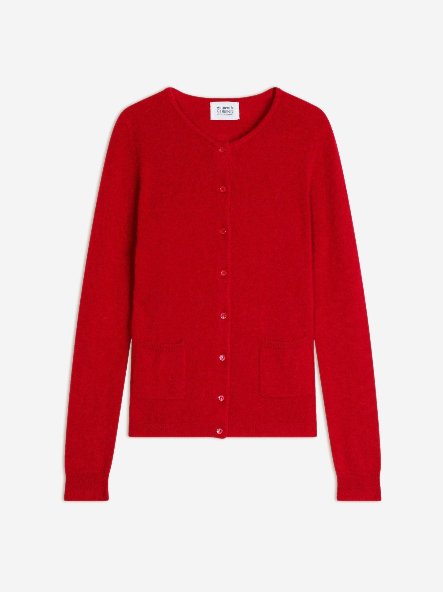 CARON red round-neck cardigan 100% cashmere