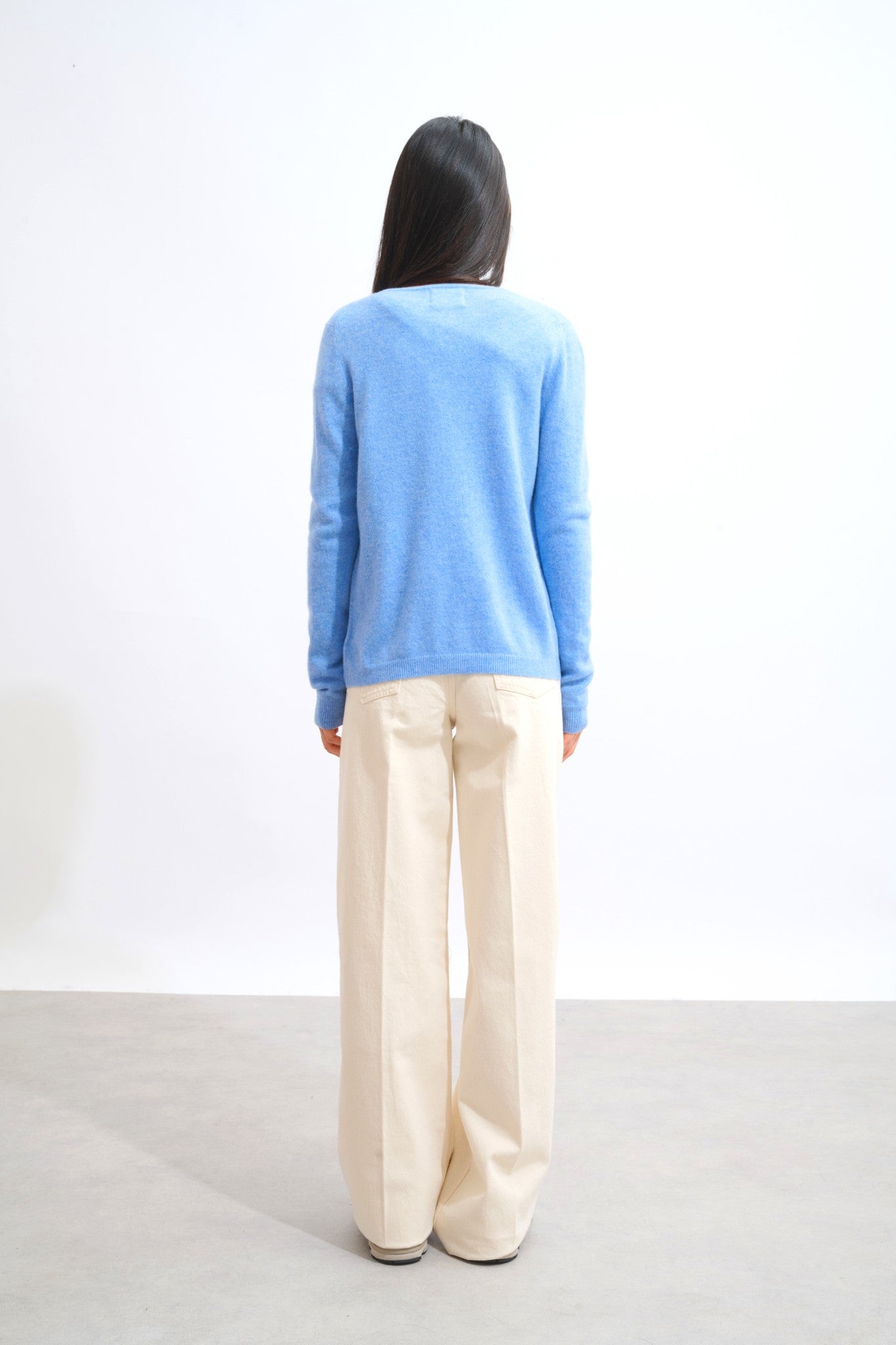 caron cardigan col rond sky 100% cachemire