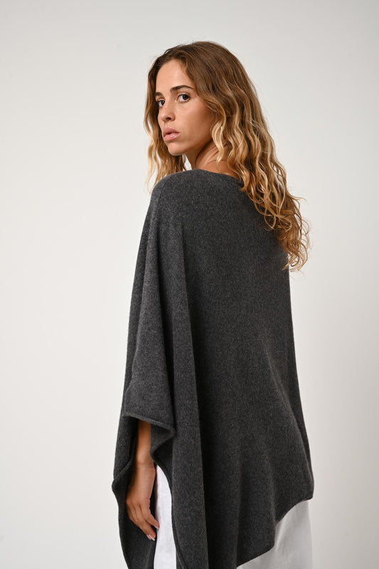 CARRA poncho anthracite mottled 100% cashmere