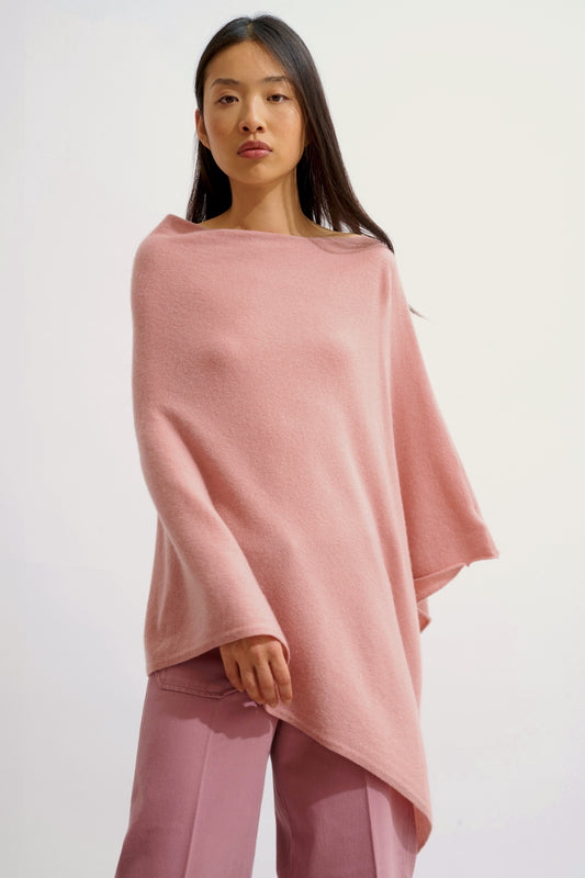 CARRA poncho bois de rose 100% cachemire
