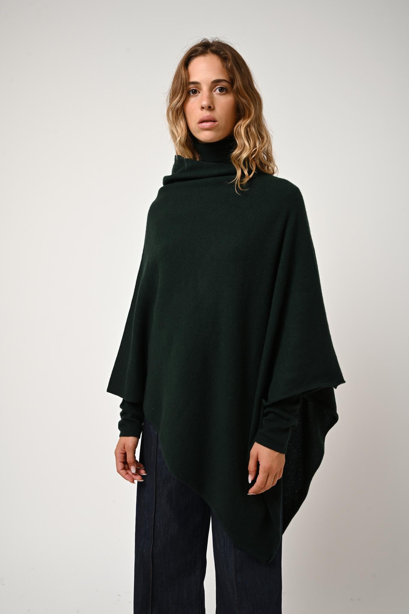 CARRA poncho cypress 100% cashmere