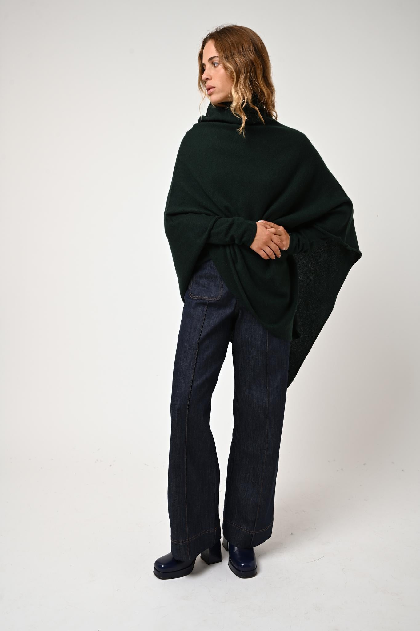CARRA poncho cypress 100% cashmere
