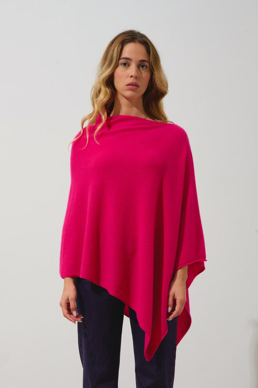 CARRA poncho fuchsia 100% cashmere