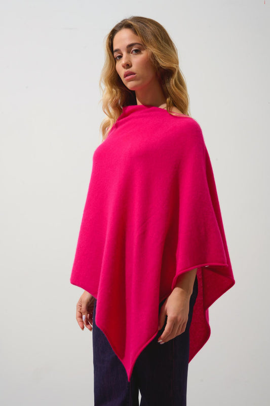 CARRA poncho fuchsia 100% cashmere