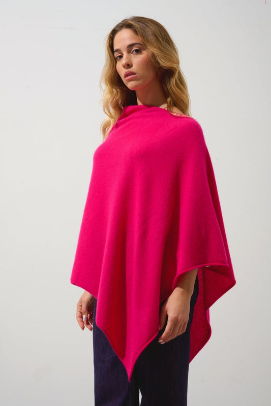 CARRA poncho fuchsia 100% cachemire