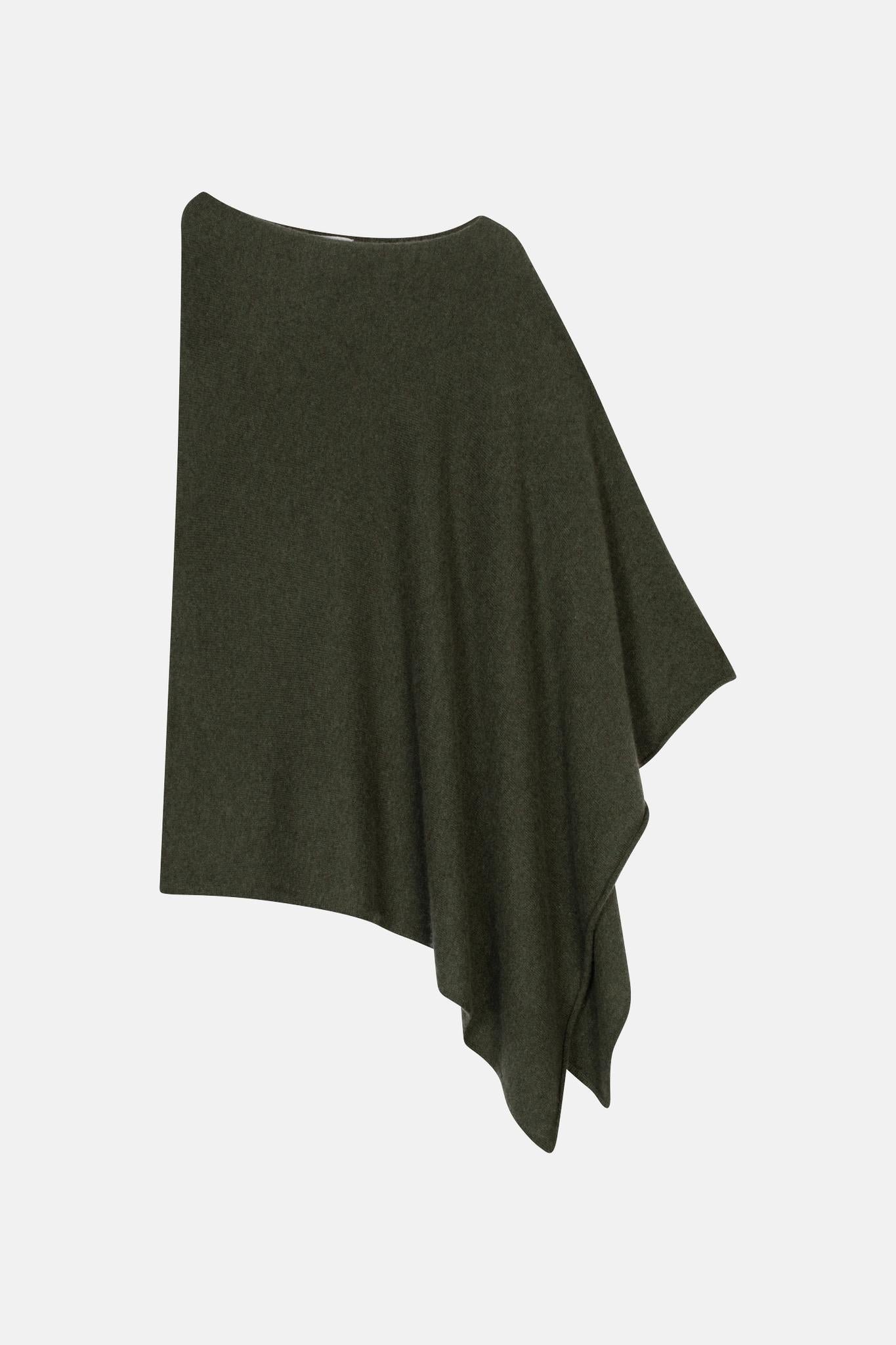 CARRA khaki mottled poncho 100% cashmere