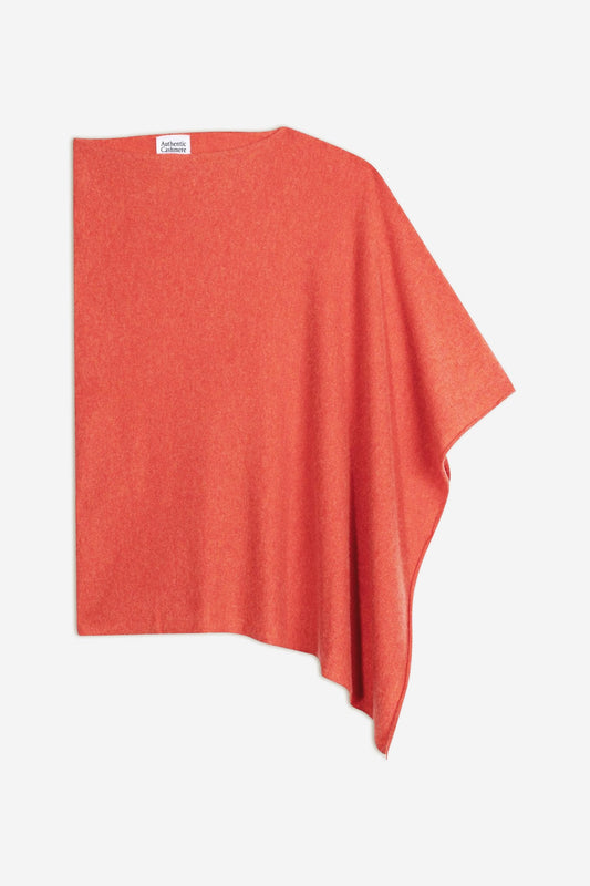carra poncho orange chiné 100% cachemire