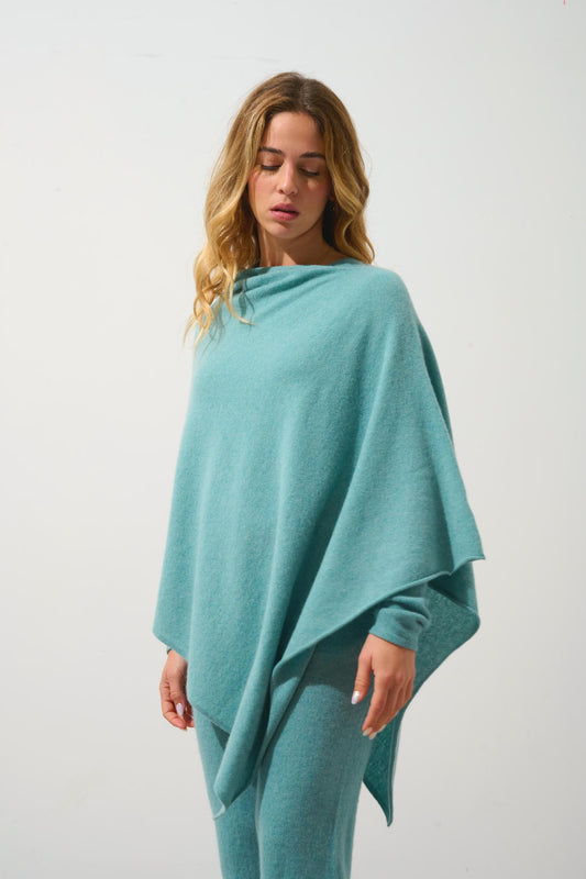 CARRA poncho mottled green 100% cashmere
