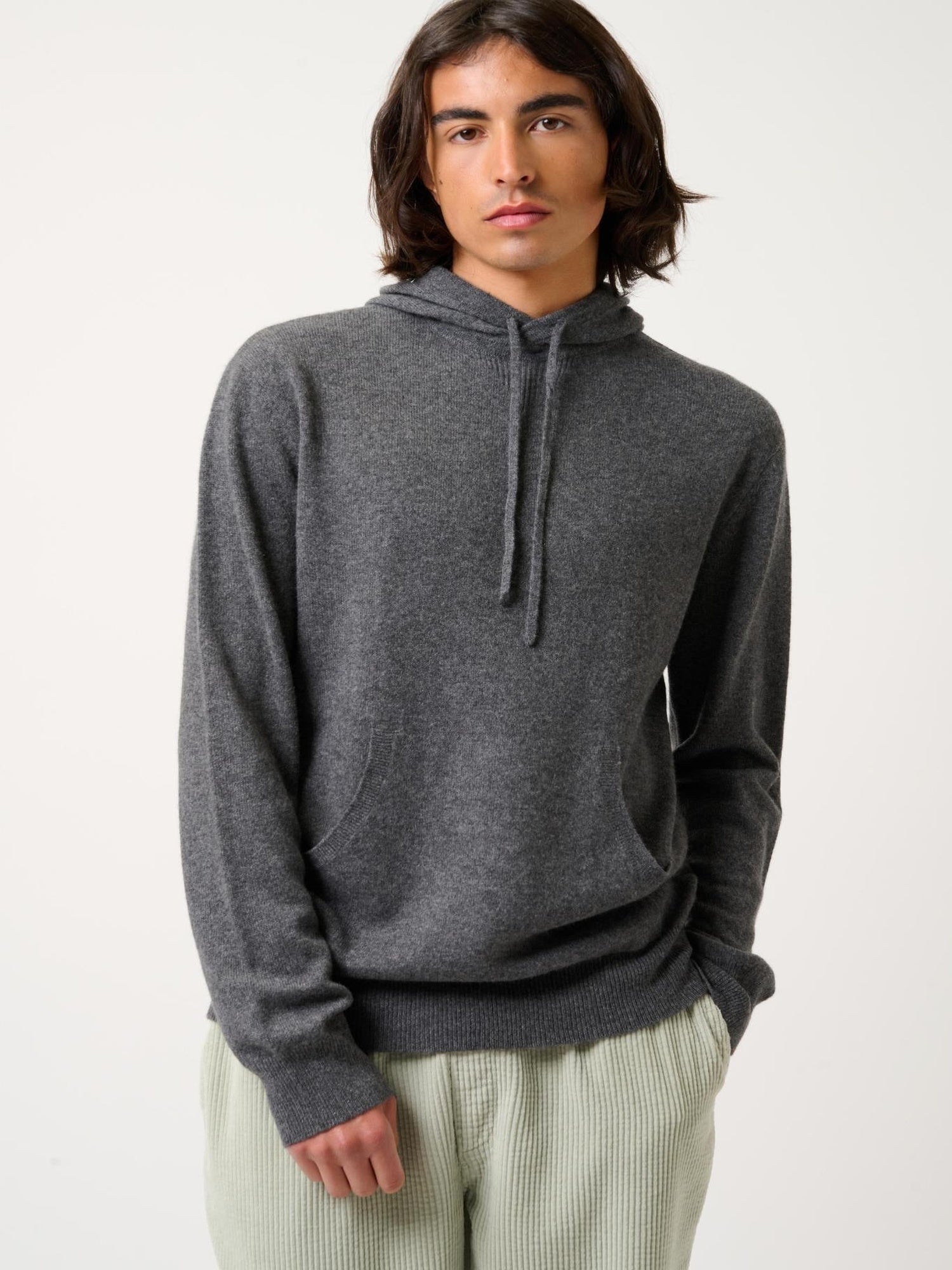CASPER hooded sweater kangaroo pocket anthracite mottled 100% cashmere