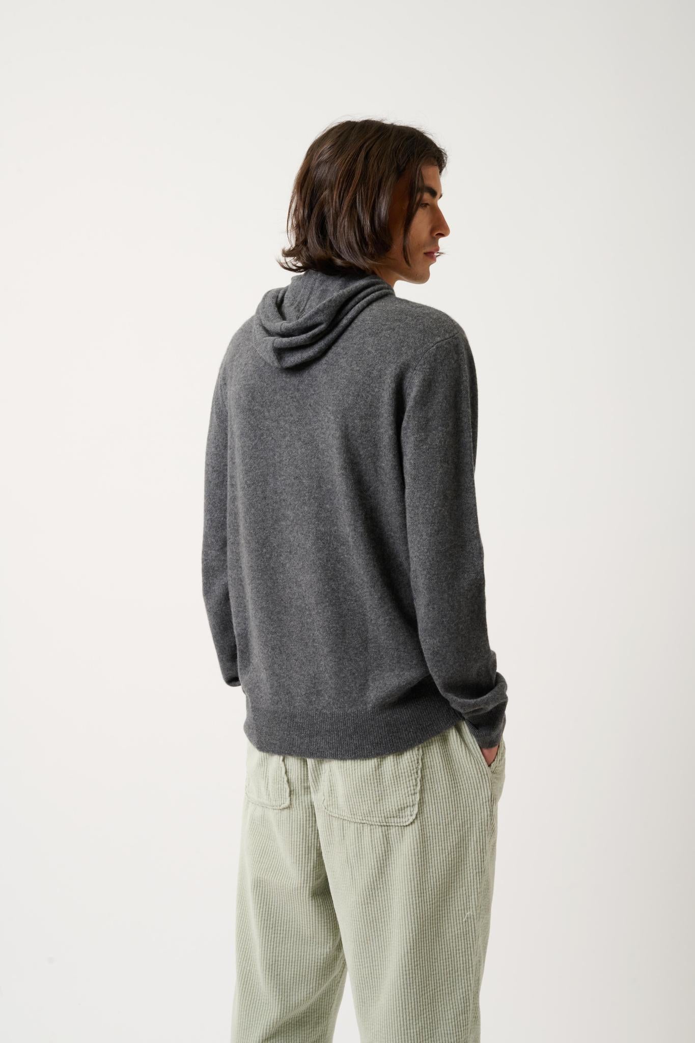 CASPER hooded sweater kangaroo pocket anthracite mottled 100% cashmere