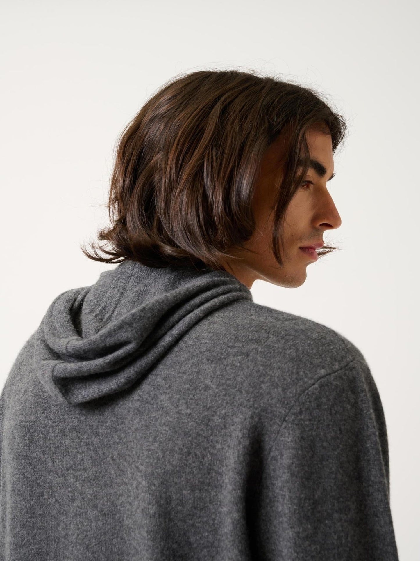 CASPER hooded sweater kangaroo pocket anthracite mottled 100% cashmere