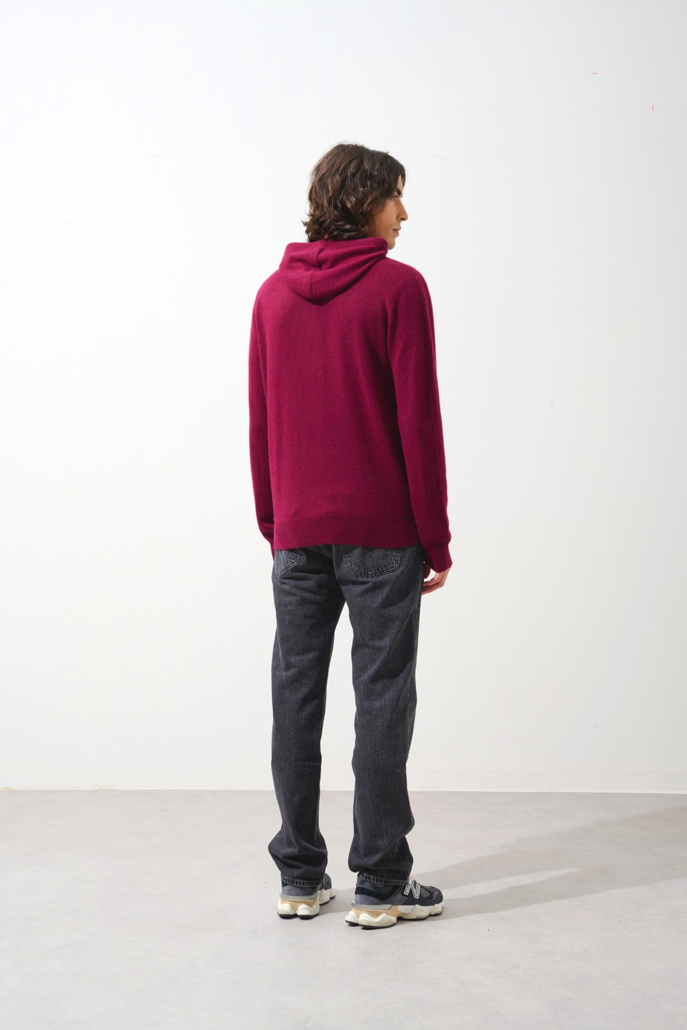 casper pull capuche poche kangourou bordeaux 100% cachemire
