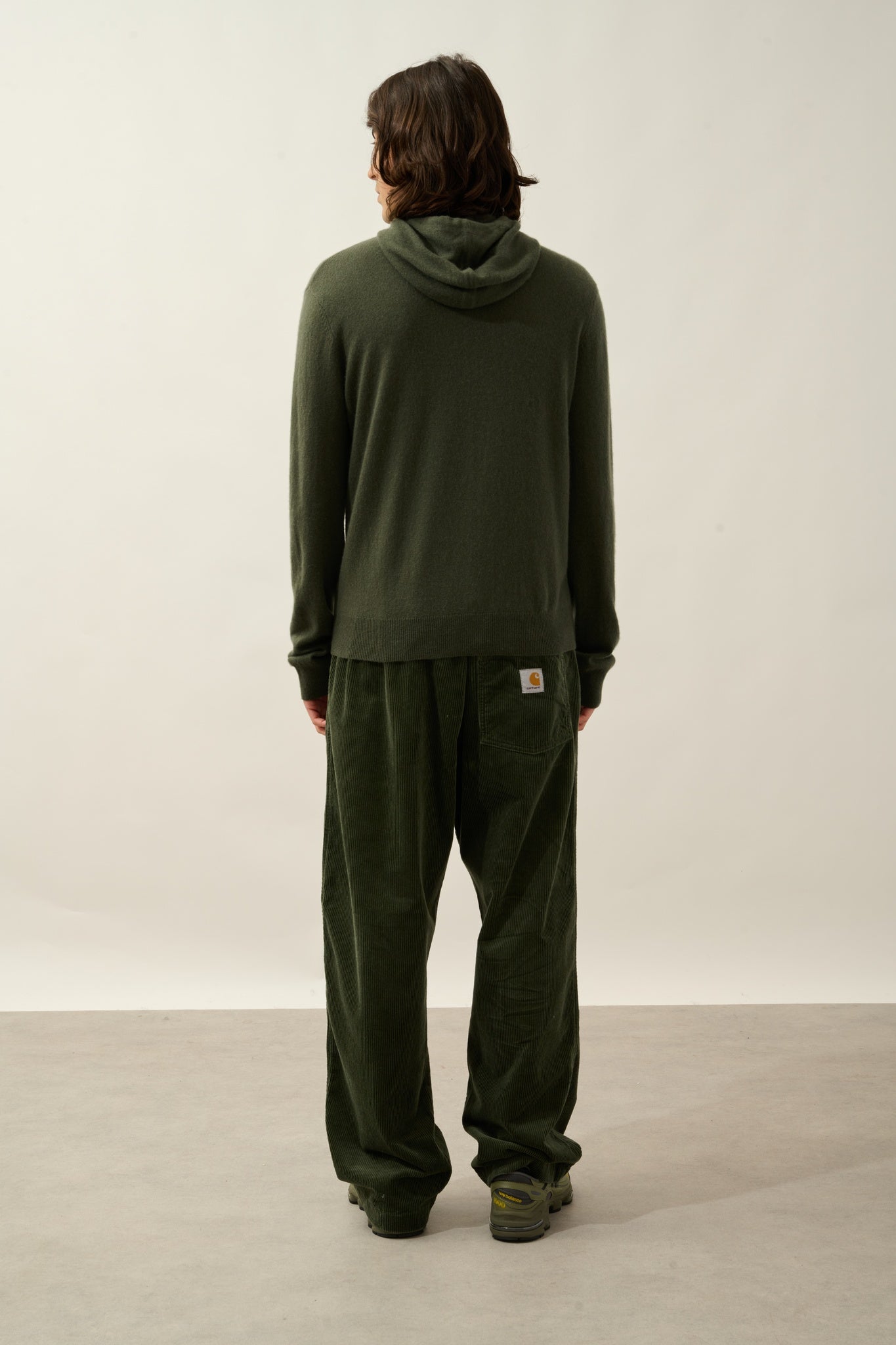 CASPER pull capuche poche kangourou kaki 100% cachemire