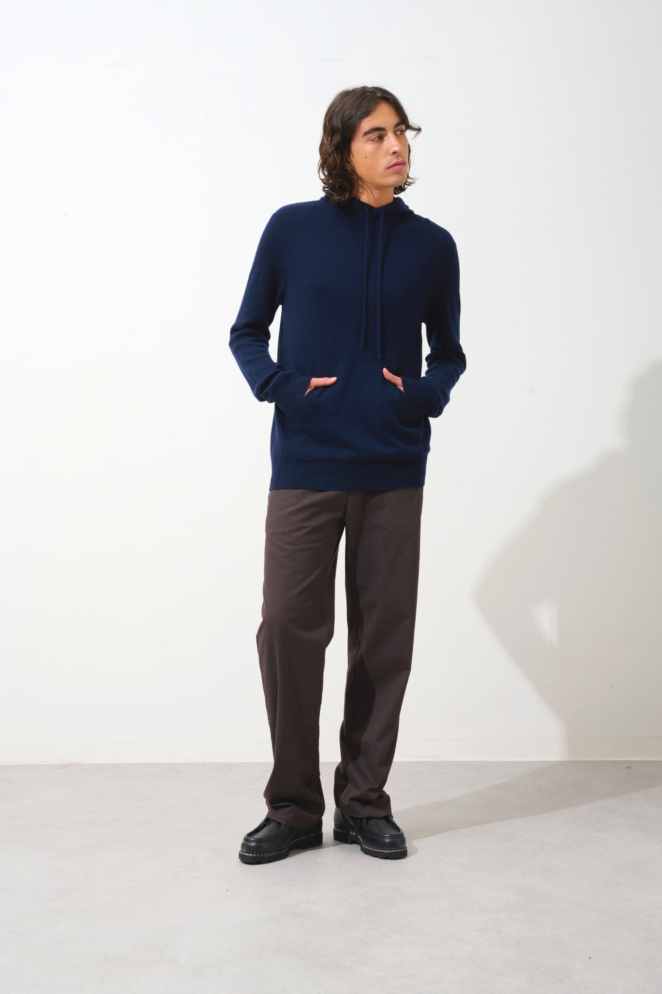 CASPER Kapuzenpullover Kängurutasche navy 100% Kaschmir