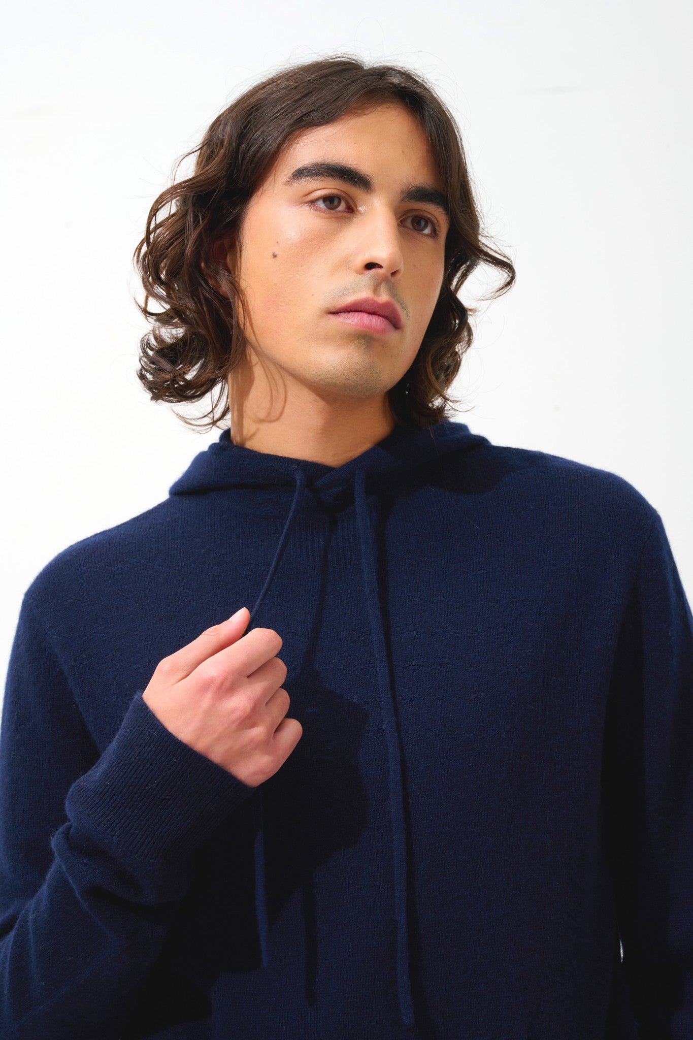 casper pull capuche poche kangourou navy 100% cachemire