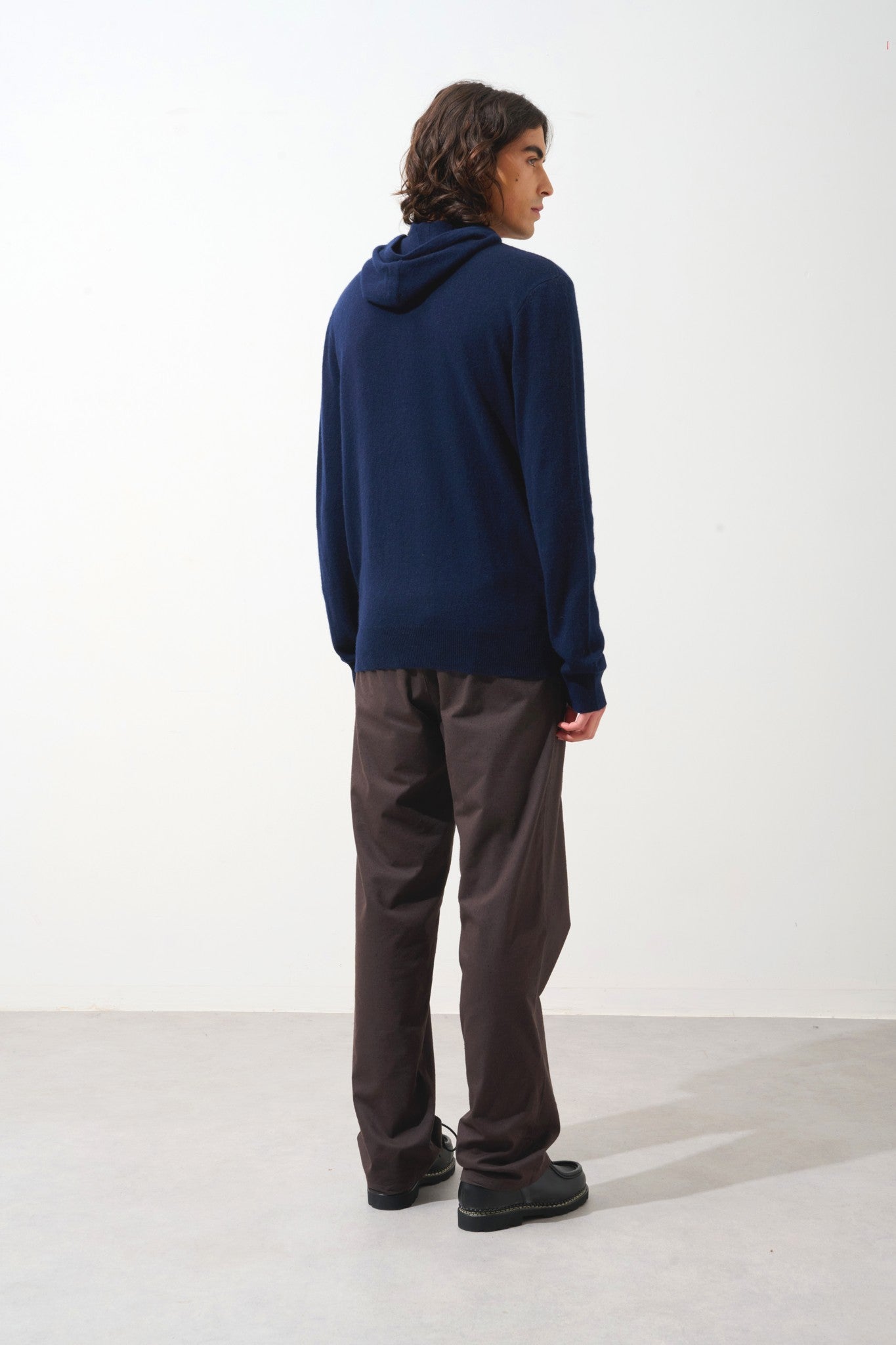 casper pull capuche poche kangourou navy 100% cachemire