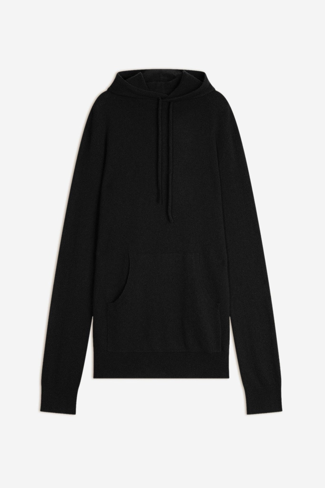 casper pull capuche poche kangourou noir 100% cachemire