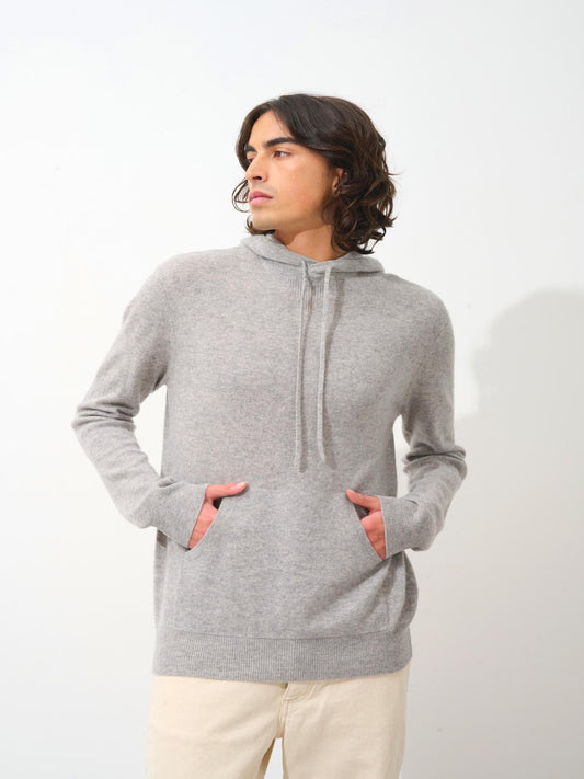 CASPER hooded sweater kangaroo pocket cloudy mottled 100% cashmere