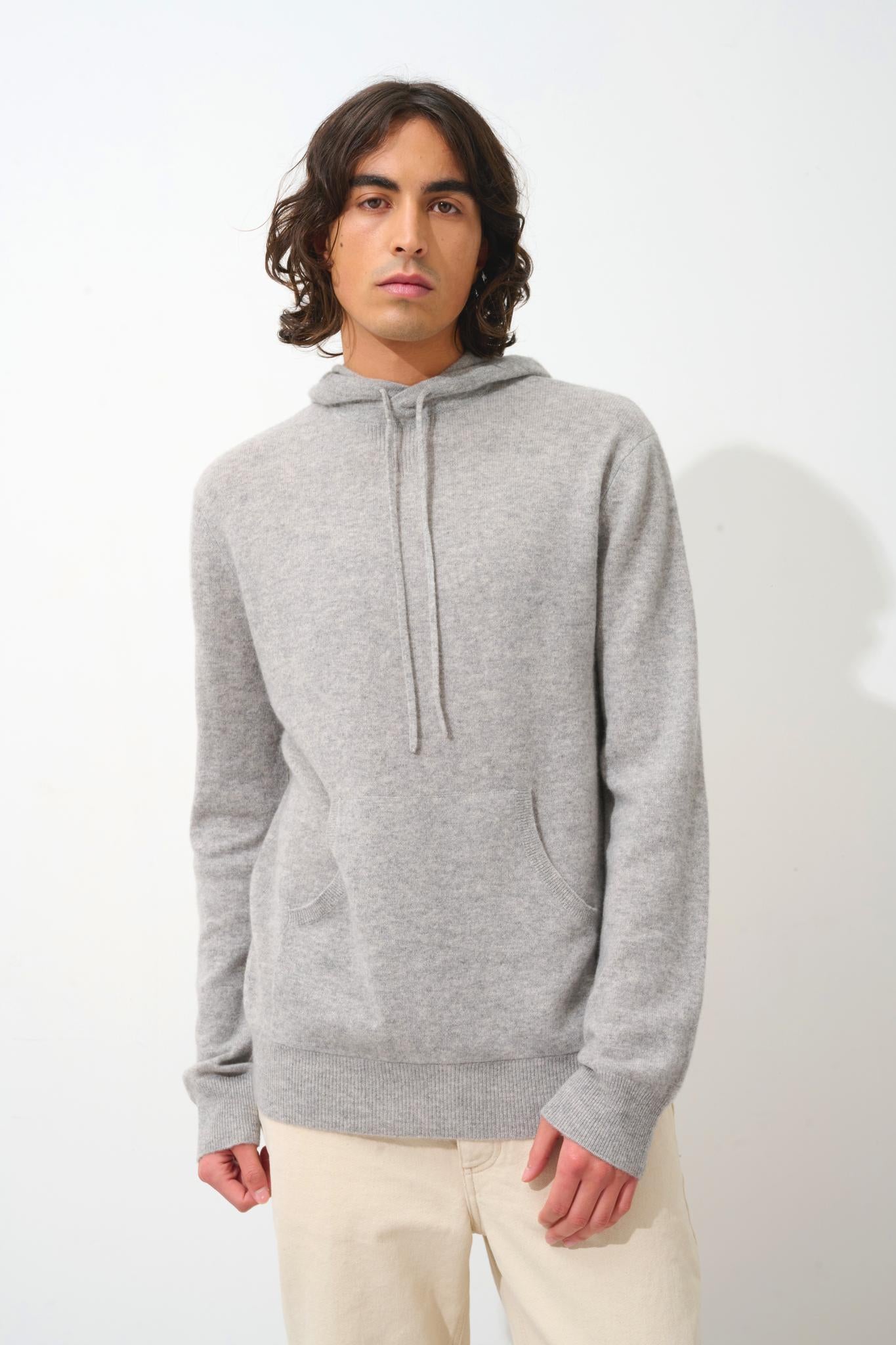 CASPER hooded sweater kangaroo pocket cloudy mottled 100% cashmere