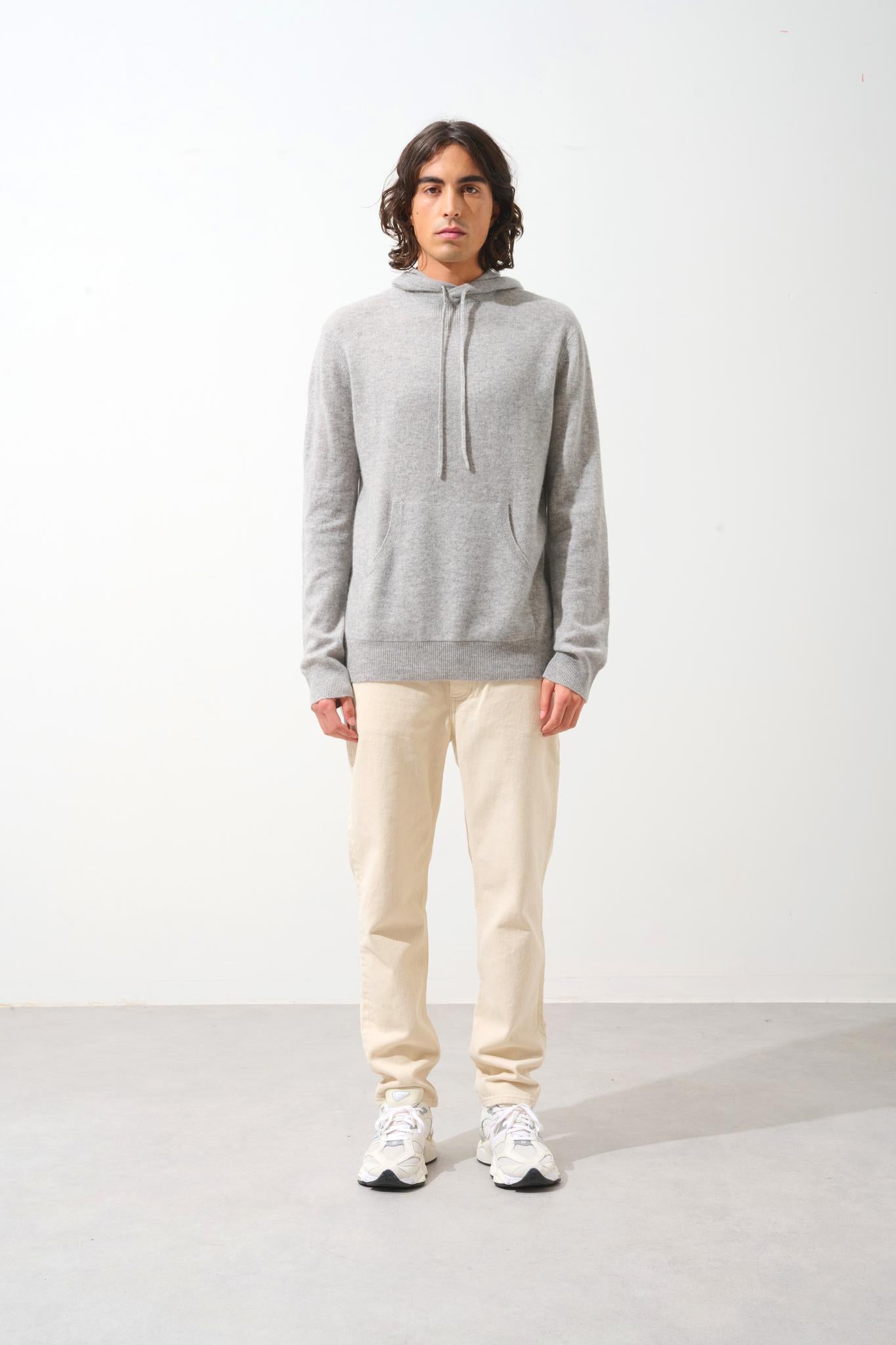 CASPER hooded sweater kangaroo pocket cloudy mottled 100% cashmere