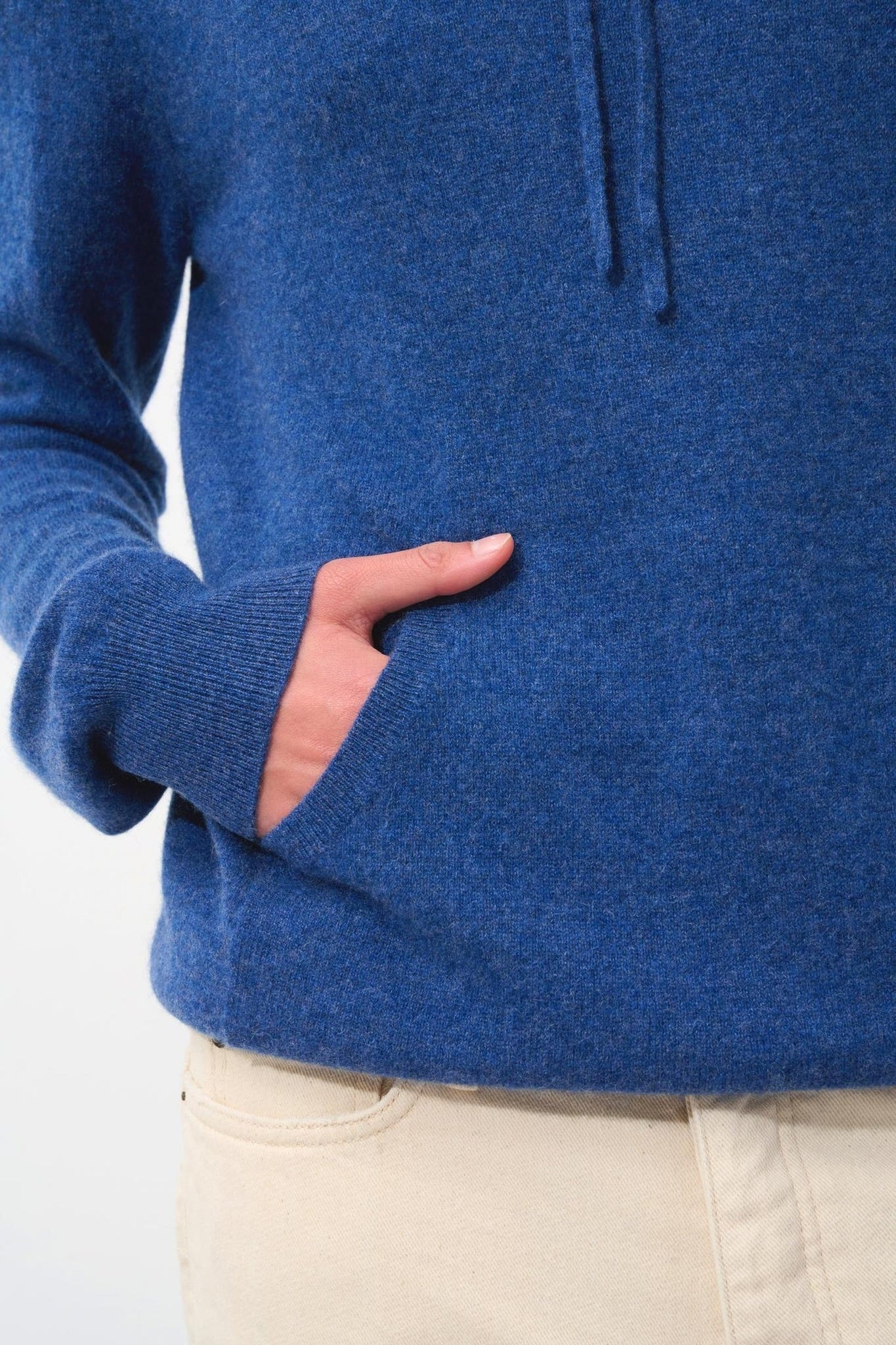 CASPER Kapuzenpullover Kängurutasche ocean meliert 100% Kaschmir