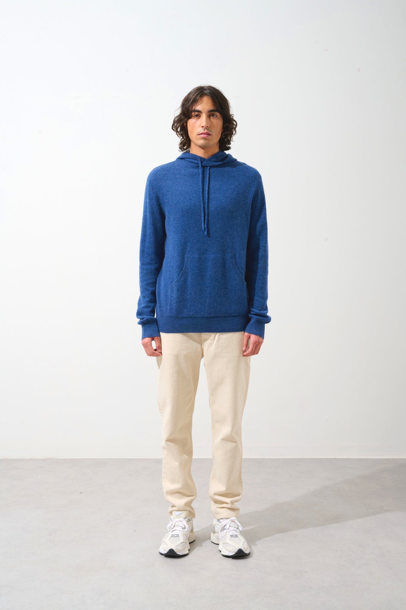 CASPER Kapuzenpullover Kängurutasche ocean meliert 100% Kaschmir
