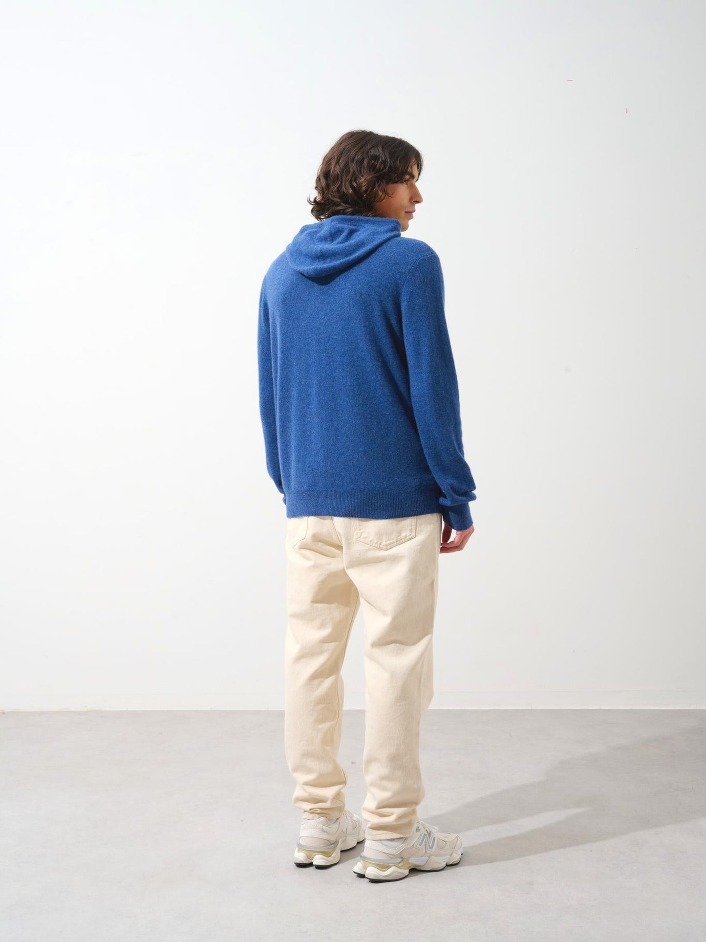 CASPER hooded sweater kangaroo pocket ocean mottled 100% cashmere