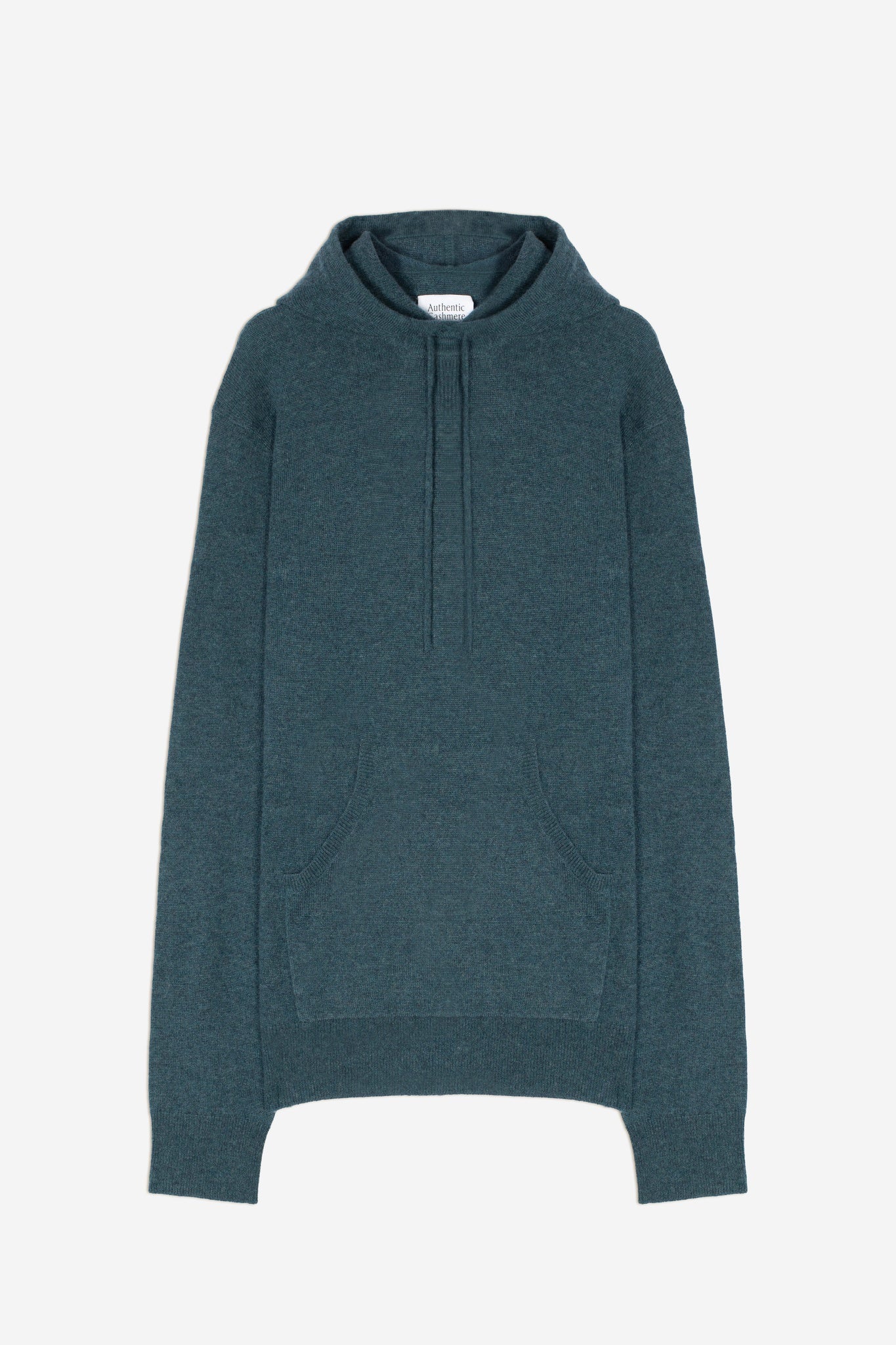 CASPER pull capuche poche kangourou vert canard chiné 100% cachemire