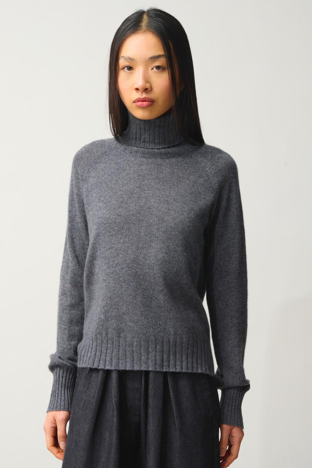 CASSY turtleneck sweater anthracite mottled 100% cashmere