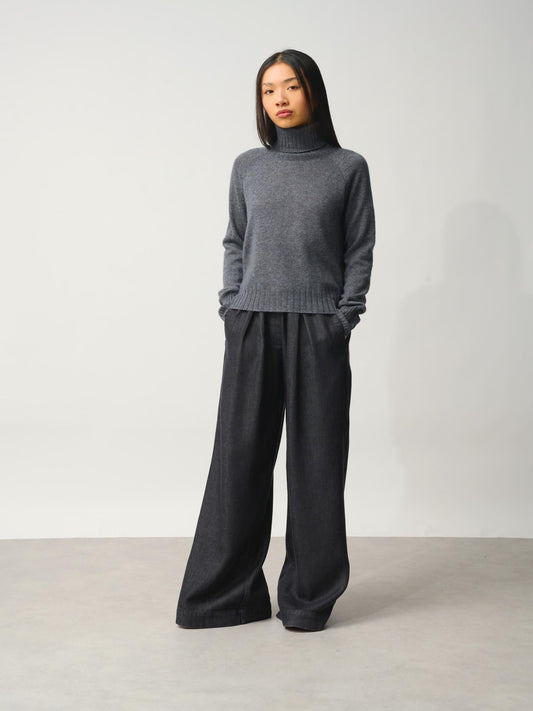 CASSY turtleneck sweater anthracite mottled 100% cashmere