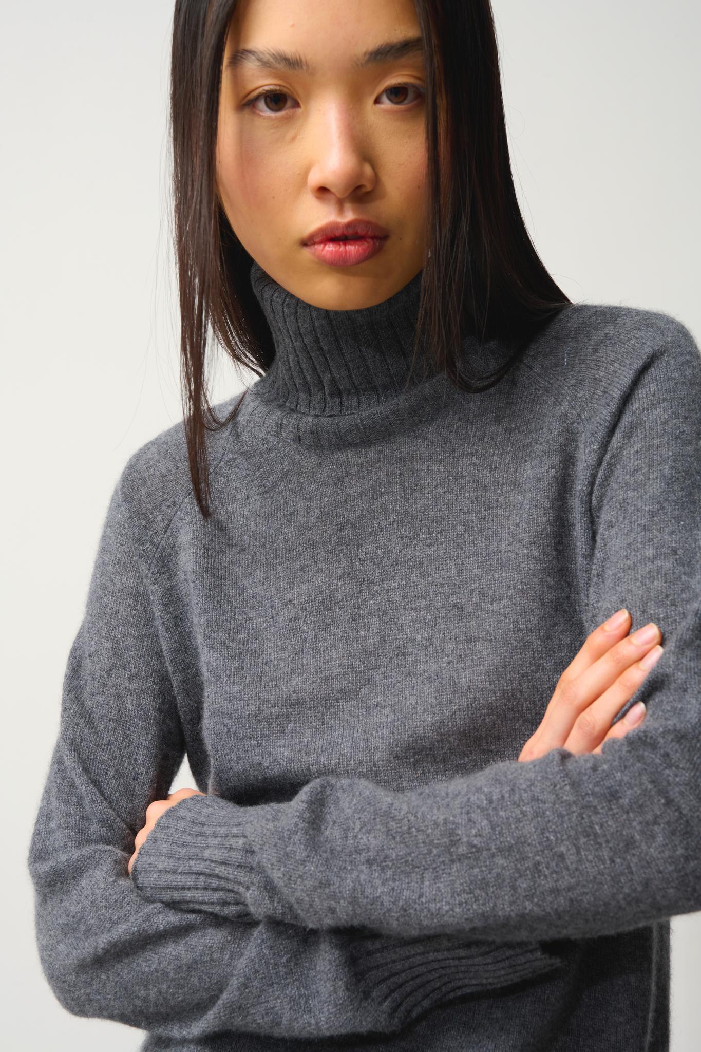 CASSY turtleneck sweater anthracite mottled 100% cashmere