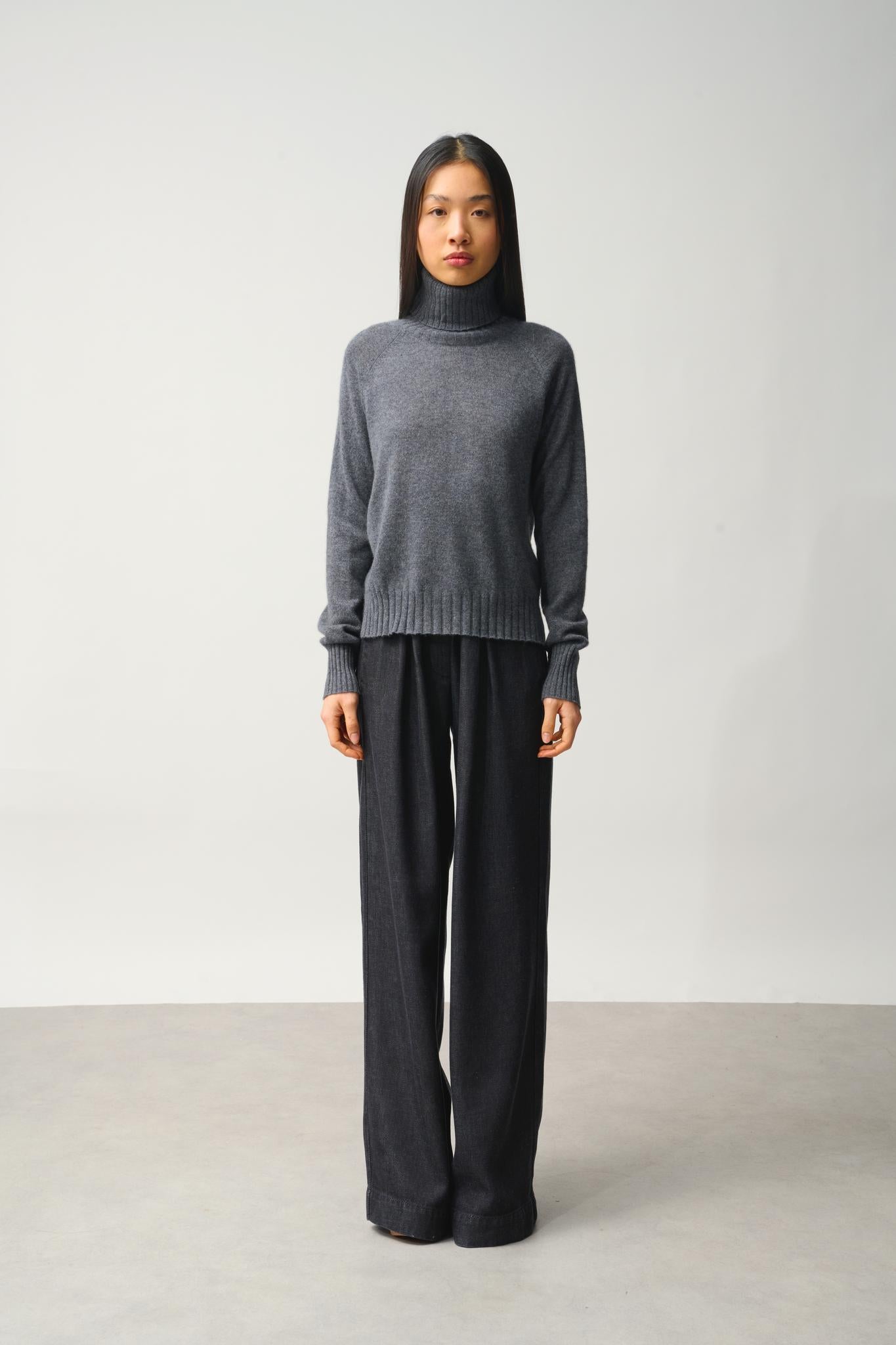 CASSY turtleneck sweater anthracite mottled 100% cashmere