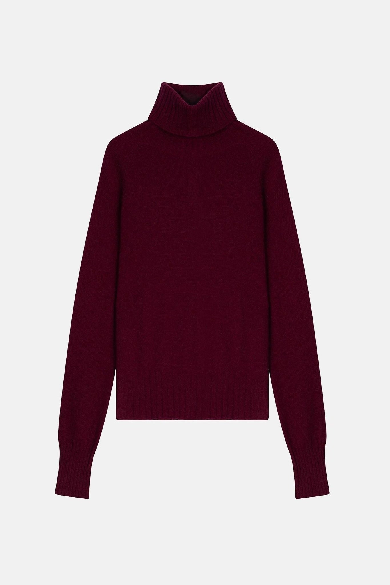 CASSY pull col roulé bordeaux 100% cachemire