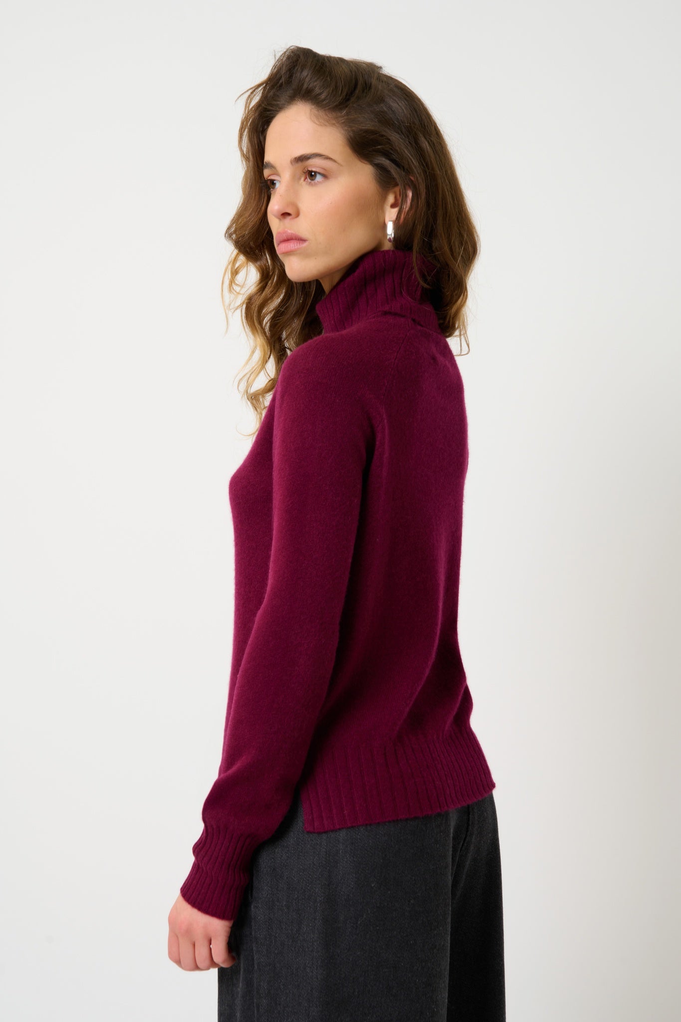 CASSY Rollkragenpullover bordeauxrot 100% Kaschmir