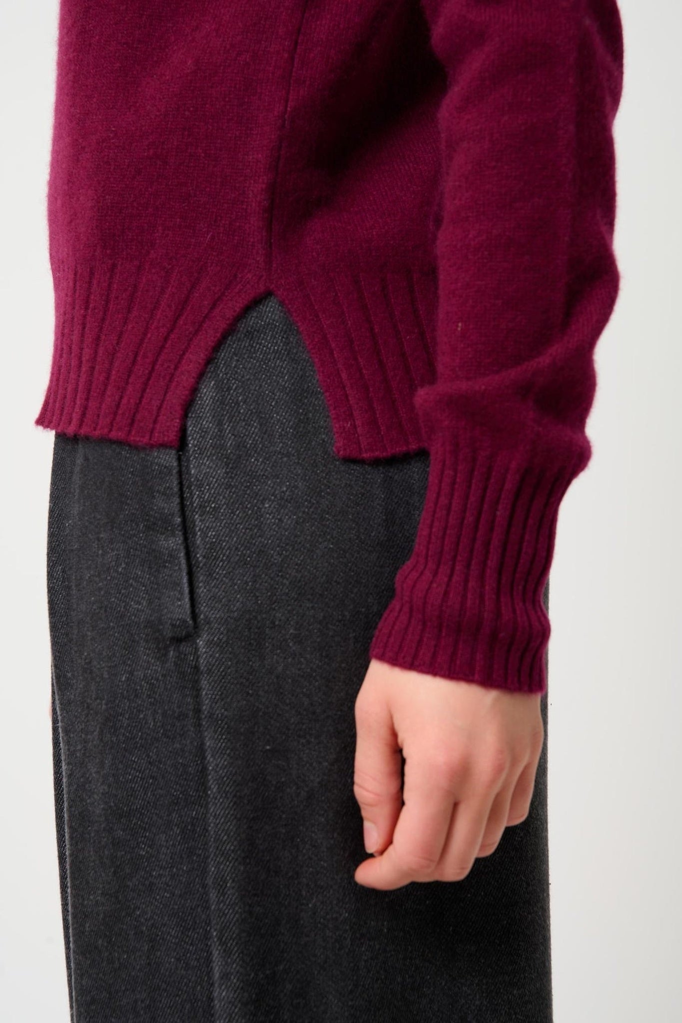 CASSY pull col roulé bordeaux 100% cachemire