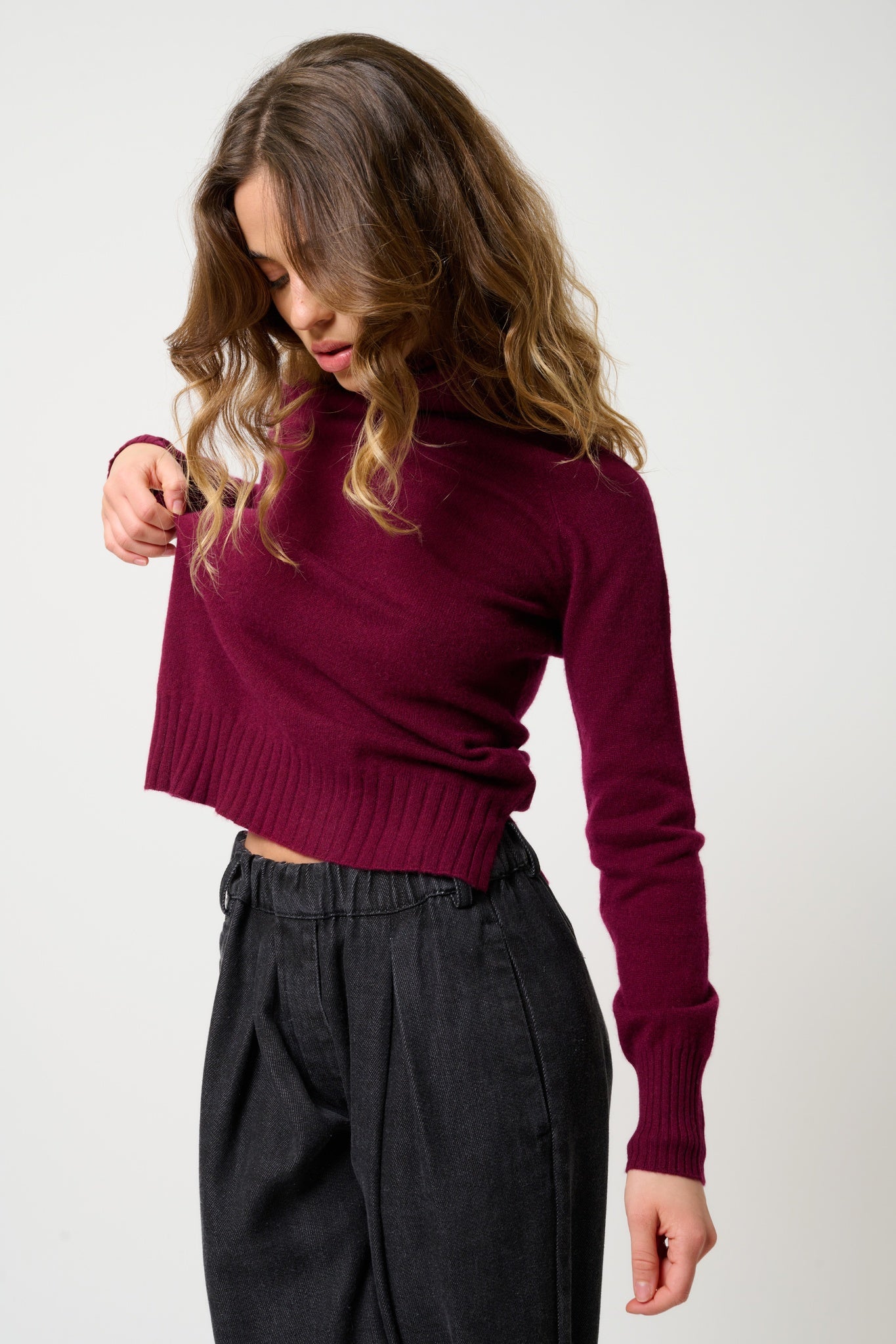 CASSY Rollkragenpullover bordeauxrot 100% Kaschmir