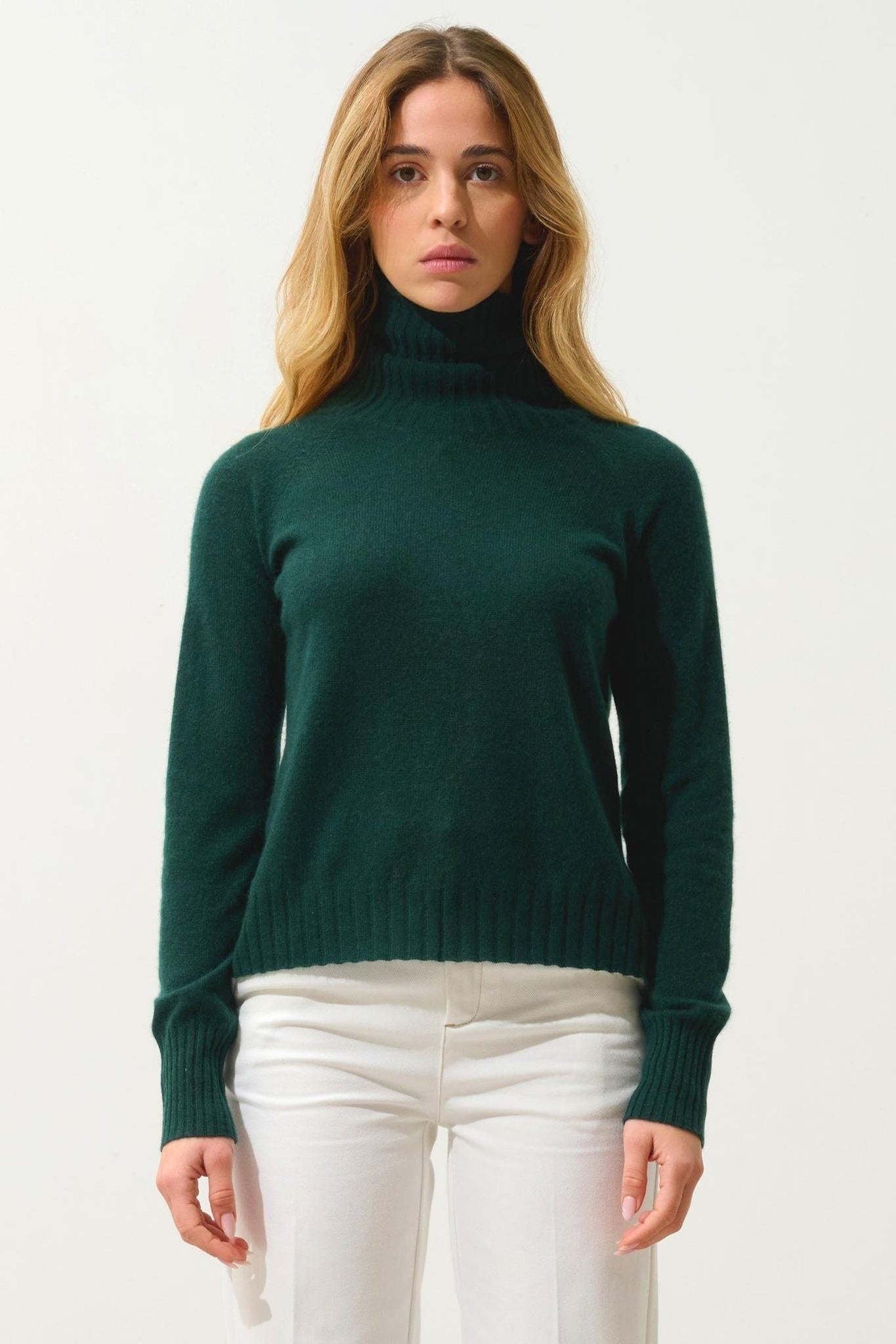 CASSY pull col roulé cyprès 100% cachemire