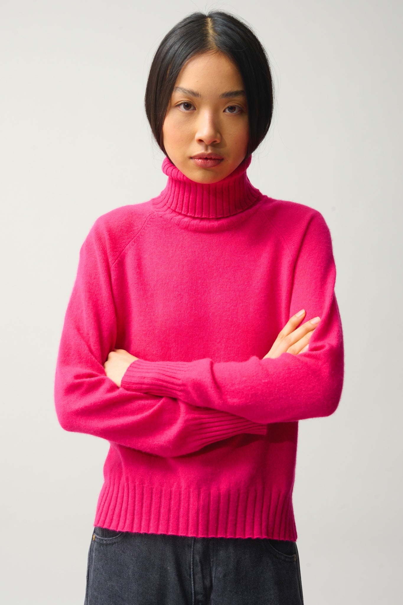 CASSY fuchsia turtleneck sweater 100% cashmere - Authentic Cashmere