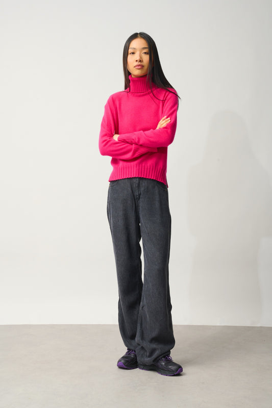 CASSY Rollkragenpullover fuchsia 100% Kaschmir