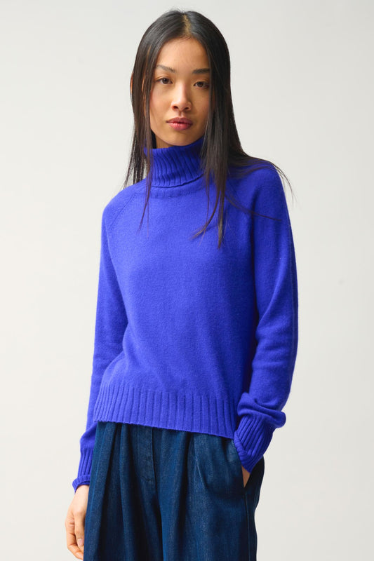 CASSY turtleneck sweater indigo 100% cashmere