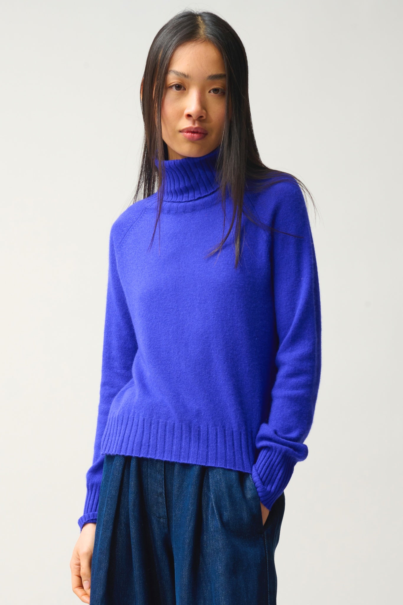 CASSY Rollkragenpullover Indigo 100% Kaschmir