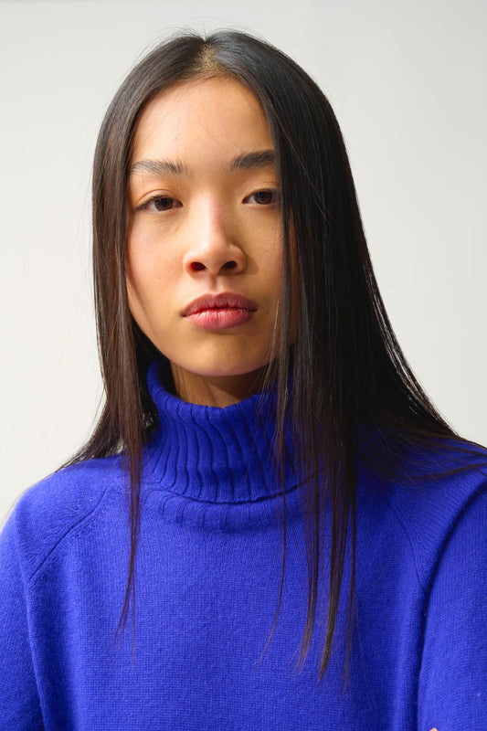 CASSY turtleneck sweater indigo 100% cashmere
