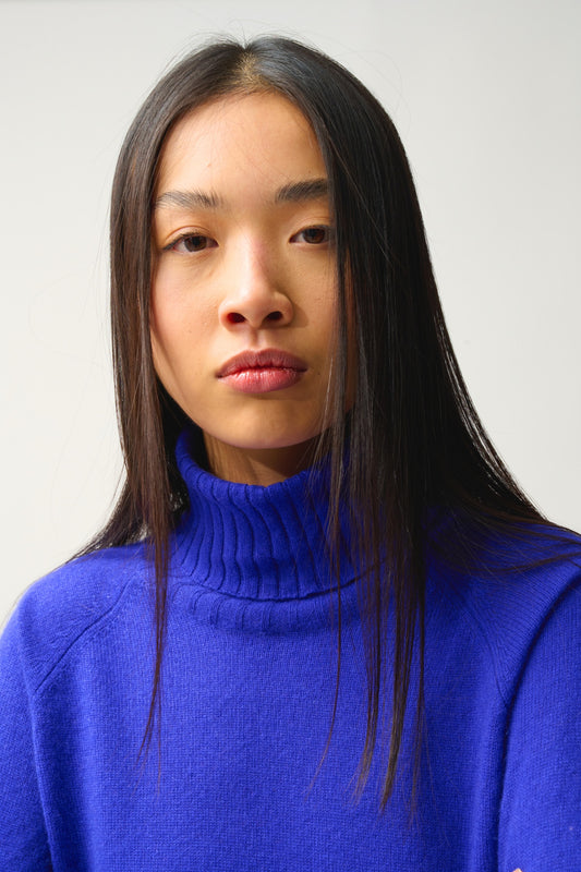 CASSY turtleneck sweater indigo 100% cashmere