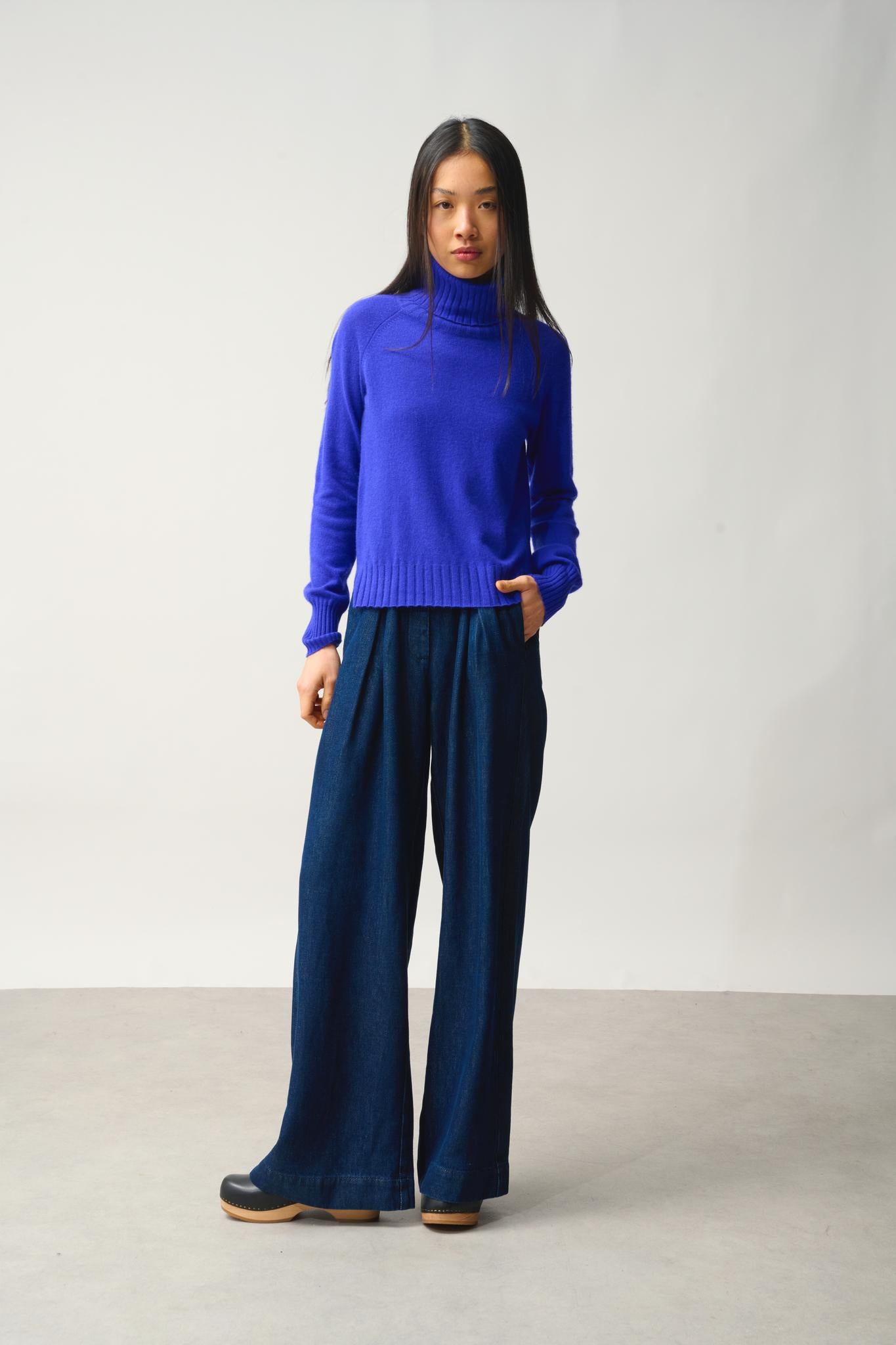 CASSY turtleneck sweater indigo 100% cashmere